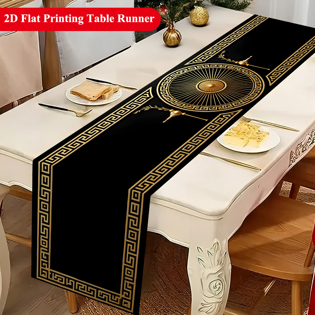 Table Tennis Zone - Taplak Meja Motif Emas Elegan dengan
